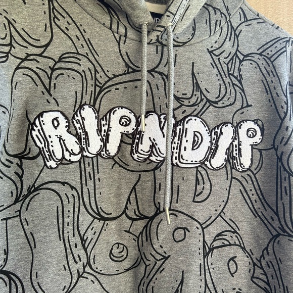 RIPNDIP sweatshirt unisex gray abstract cat hoodie. sz S - Picture 6 of 6